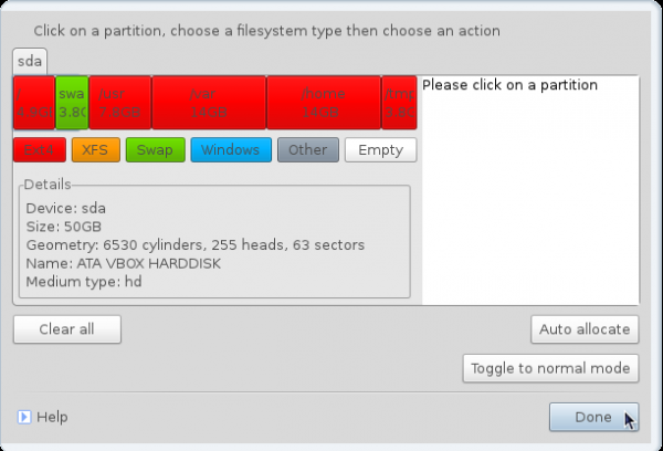 Mandriva 2011 Server Partitions