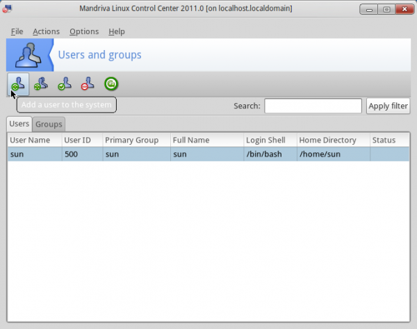 Mandriva 2011 User Manager
