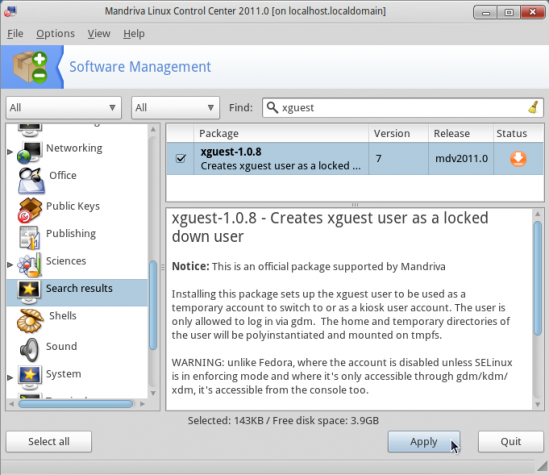 Mandriva 2011 Install Xguest