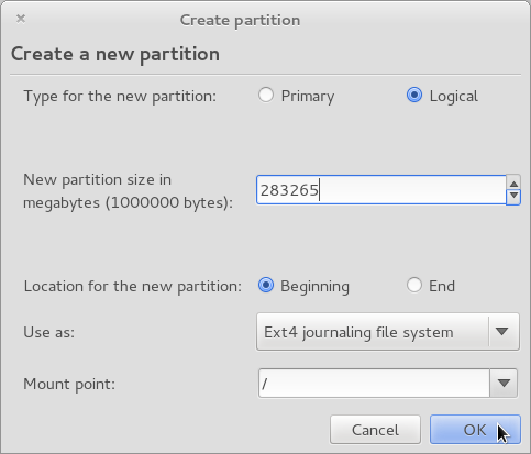 Pear OS 3 Create Root Partition
