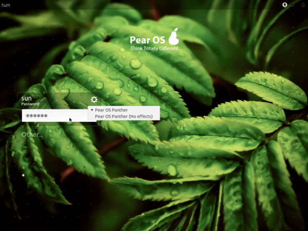 Pear OS Linux Panther 3 Login