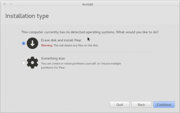 Pear OS Panther 3 Auto-partition 