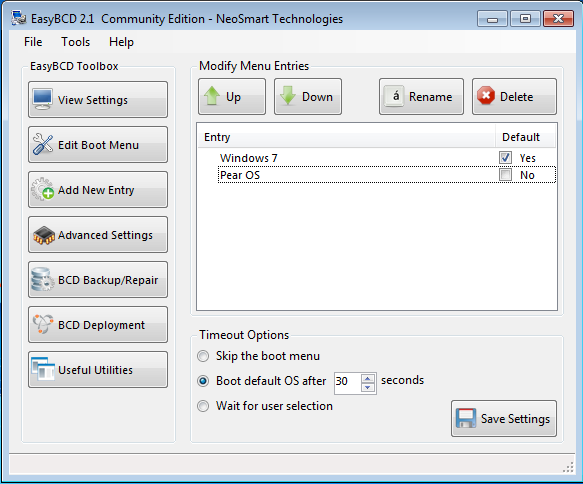 Windows 7 EasyBCD Edit