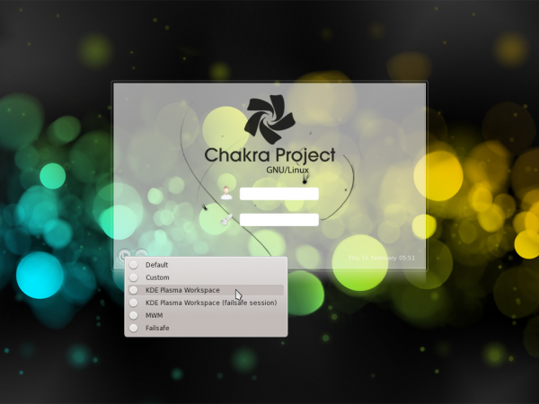 Chakra Linux Archimedes Login Screen