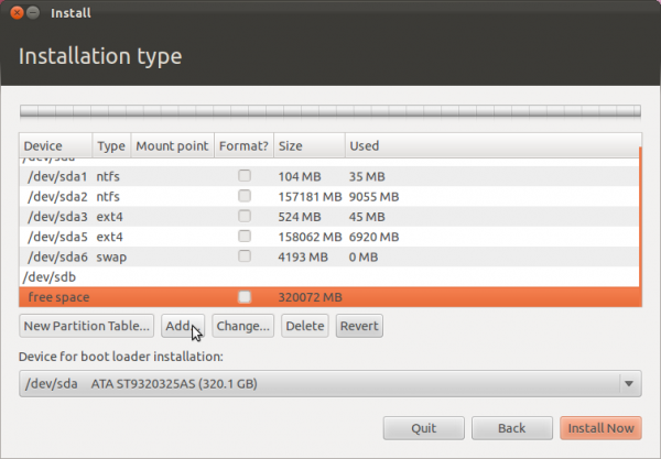 Ubuntu 11.10 Add Partition