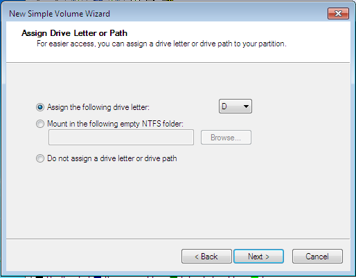 Windows 7 Simple Partition Drive Letter