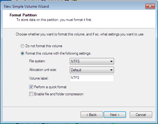 Windows 7 Simple Partition File System