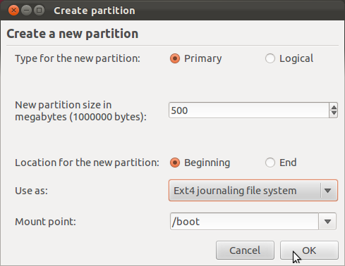 Ubuntu 11.10 Add Boot Partition