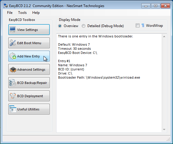 Windows Boot Menu EasyBCD