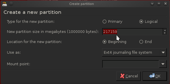 BackTrack 5 R2 Create Partition