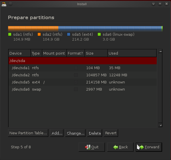 BackTrack 5 R2 Create Partition Cmpleted