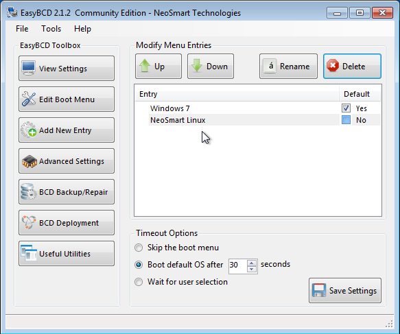 EasyBCD Windows Boot Menu