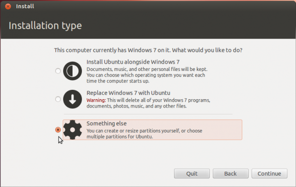 Ubuntu 12.04 Partition Options