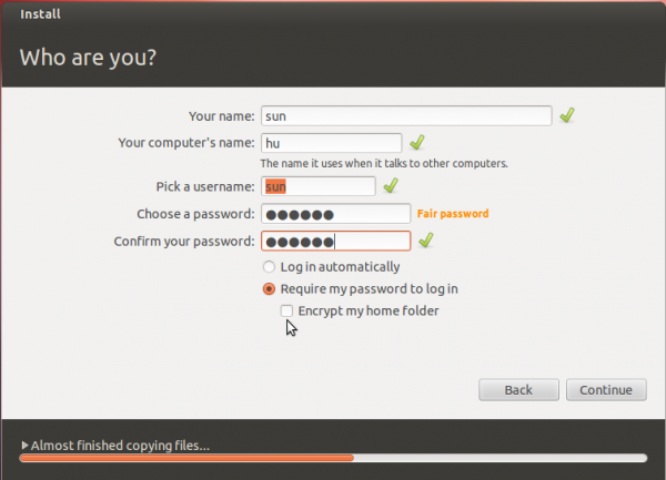 Ubuntu 12.04 Install User Account Setup