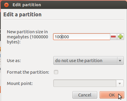 Ubuntu 12.04 New Partition Size