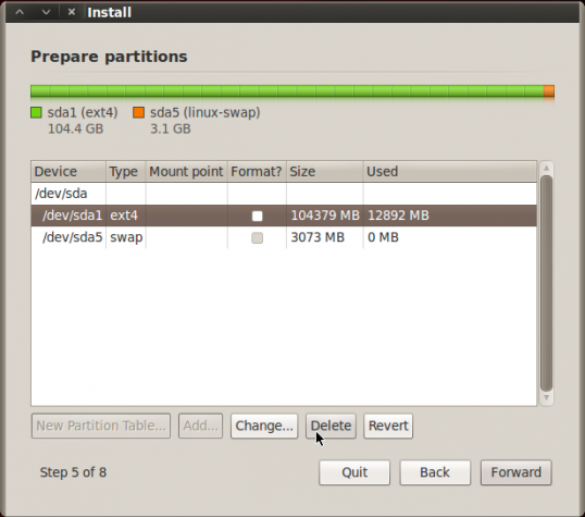 BackTrack 5 R2 GNOME Advanced Partition