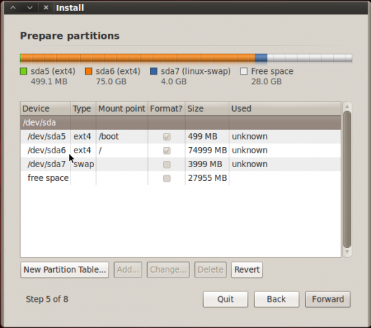 BackTrack 5 R2 GNOME Disk Partition