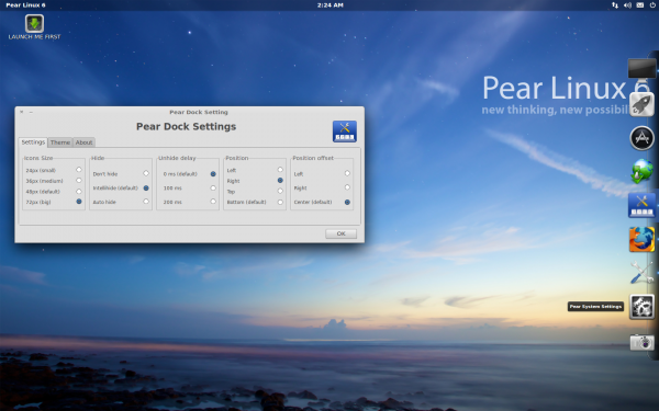 Pear Linux 6 Dock Right