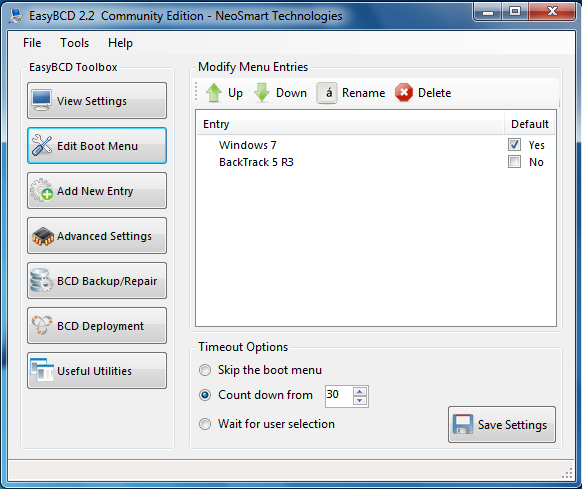 Windows 7 Boot Menu EasyBCD