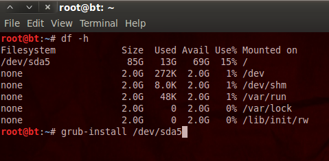 BackTrack 5 Install GRUB 