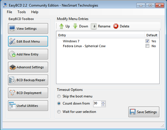 EasyBCD Windows 7 Edit Linux
