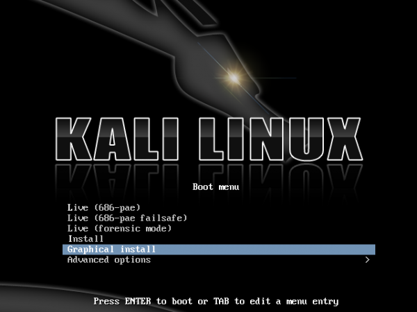 Kali Linux Boot Menu