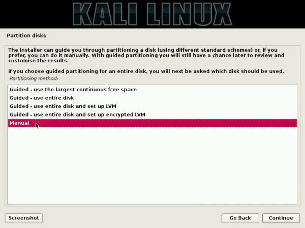 Kali Linux Debian Installer