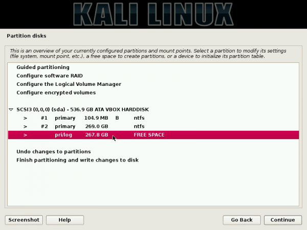 Kali Linux Create Partition