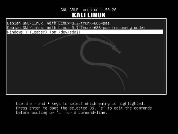 Kali Linux Windows 7 GRUB 2