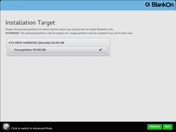 BlankOn 9.0 disk partition