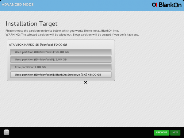 BlankOn 9.0 disk partitions