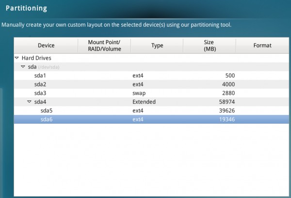 Linpus Lite 2.1 install default partitions