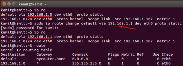 add IP route Linux