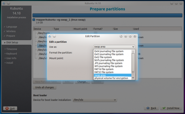 Kubuntu 14.10 file systems