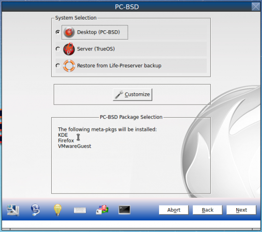 Figure 2: Graphical installer of PC-BSD 10.1. 