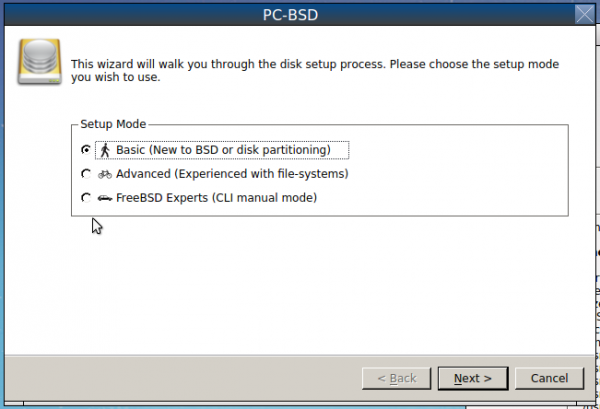 PC-BSD 10.1 disk partition options