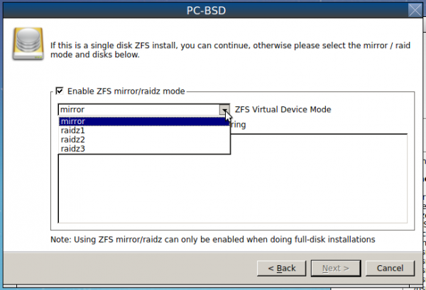 RAIDz options PC-BSD 10.1