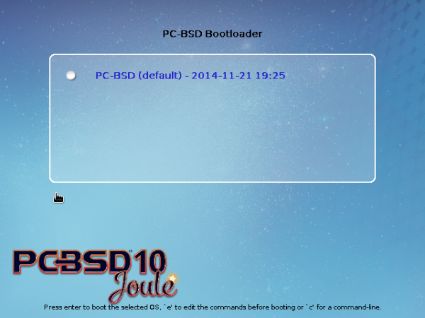 GRUB menu of PC-BSD 10.1