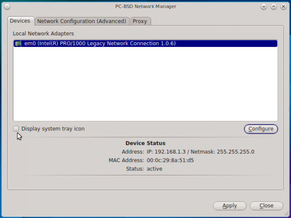 PC-BSD Network Manager