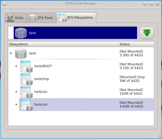 PC-BSD 10 ZFS file system