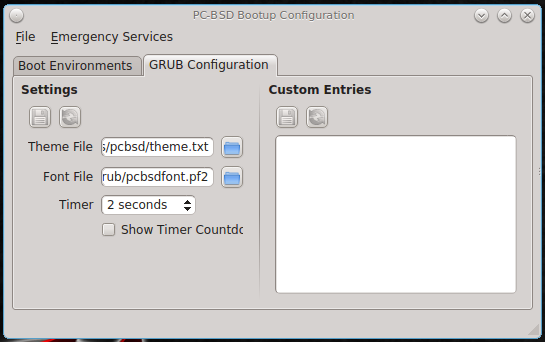 GRUB Boot Manager PC-BSD 10.1