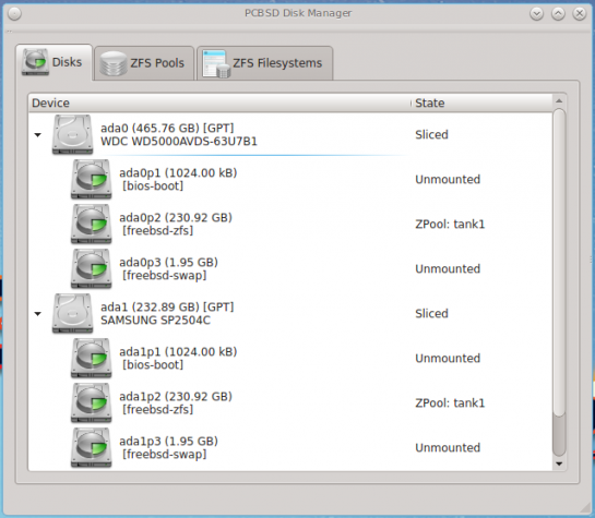 Disk Manager on PC-BSD 10.1