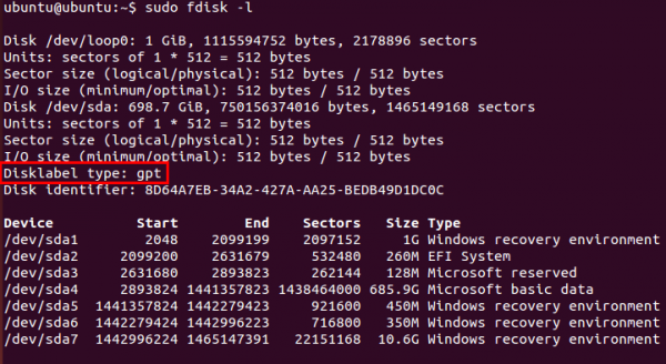 Linux GPT partition