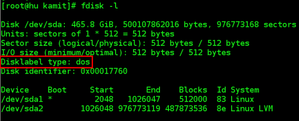 Linux MBR or DOS partition