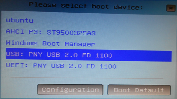 Computer boot menu