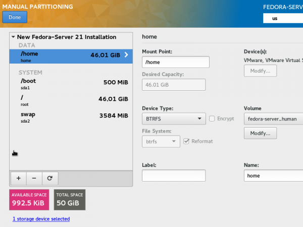 Fedora 21 Btrfs