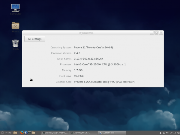 Fedora 21 Cinnamon 2.4.5