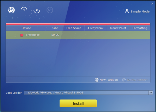 Deepin 2014.2 partitioning tool