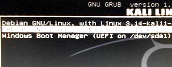 Kali Linux Windows boot manager