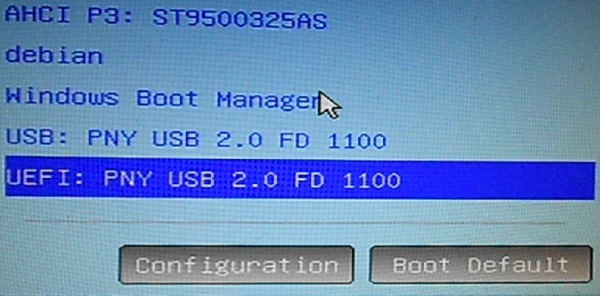 UEFI boot menu